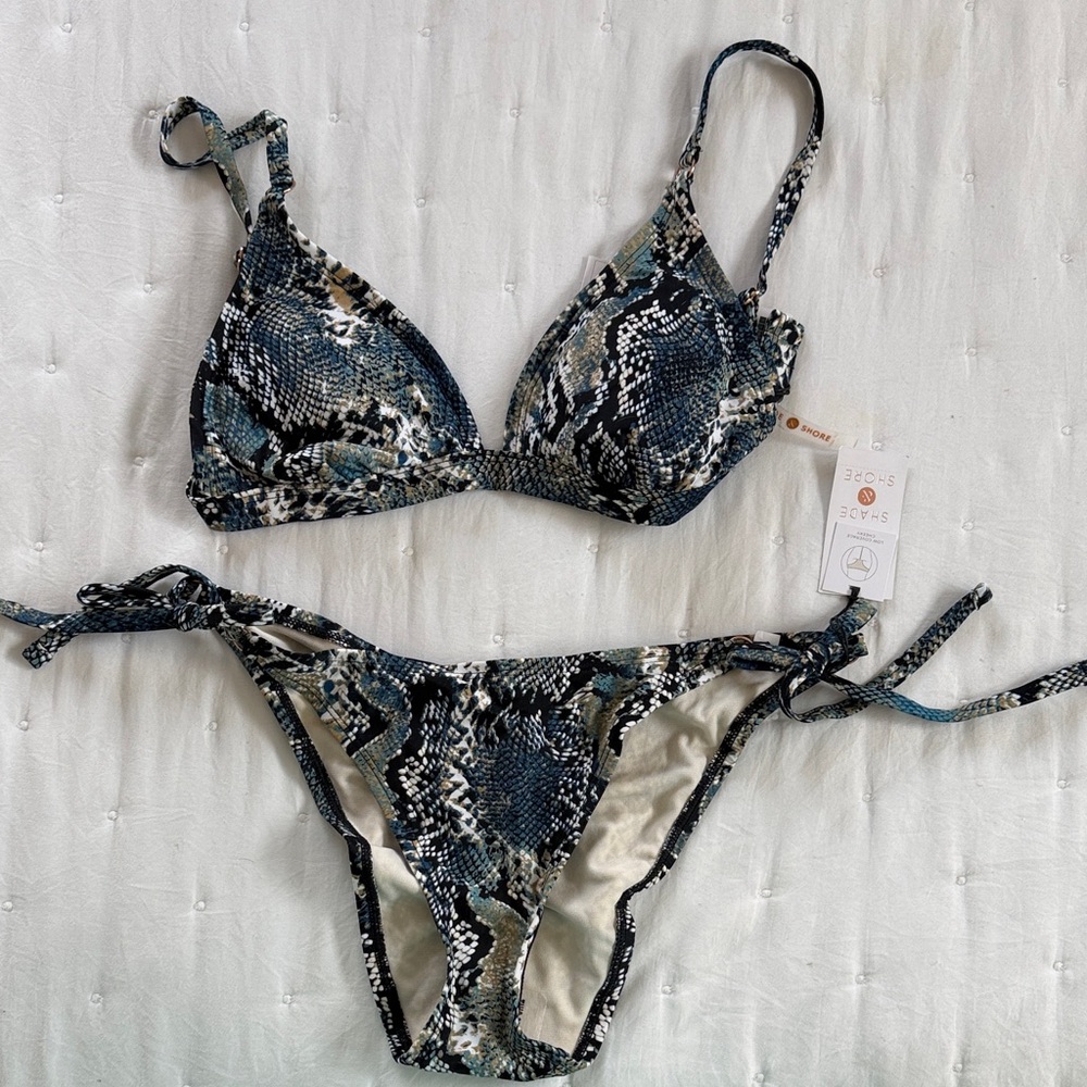 Shade & Shore Blue Snake Print Bikini